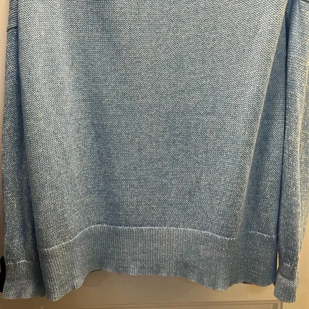 J. Crew Marled Blue Long Sleeved Drop Shoulder Linen Blend‎ Sweater. Size 2X.